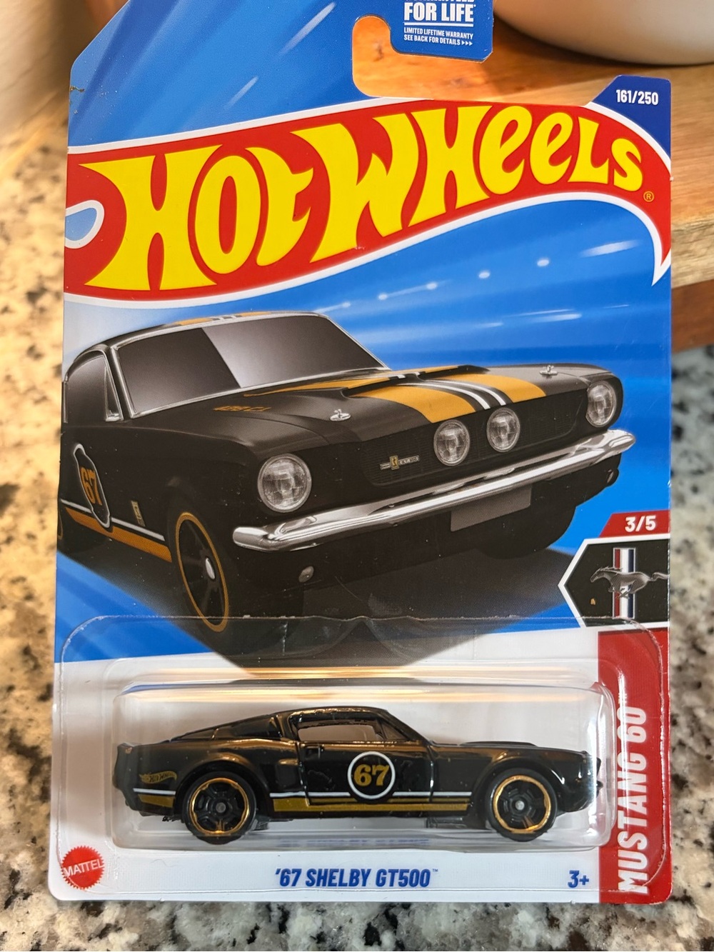 Hot Wheels '67 Shelby GT500 Die-Cast Toy Car - Black with Gold Stripes